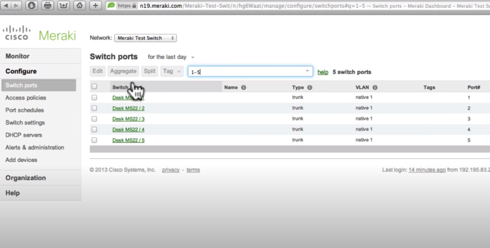 screenshot of Cisco Meraki